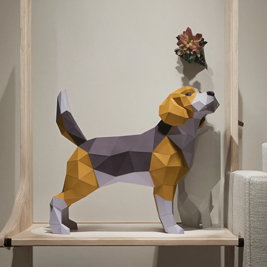 Beagle Dog 3D Origami paper Charming Home Decor for Living Room, Educational Hobby and Holiday Party DIY Origami paper