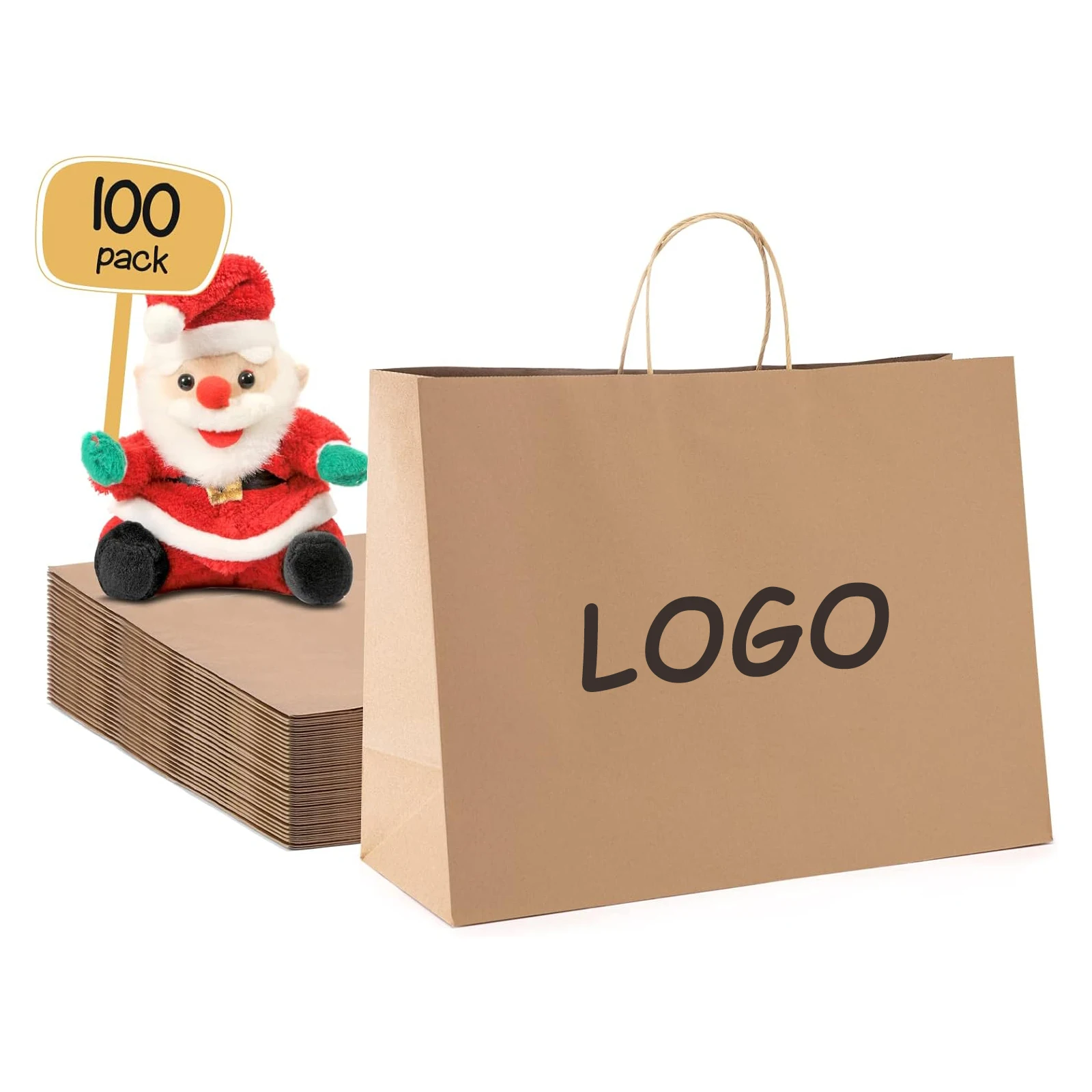 Recycled Wholesale Price Large Brown Kraft Paper Bags Shopping  Gift Bags Bulk For Small Business Groceries Merchandise