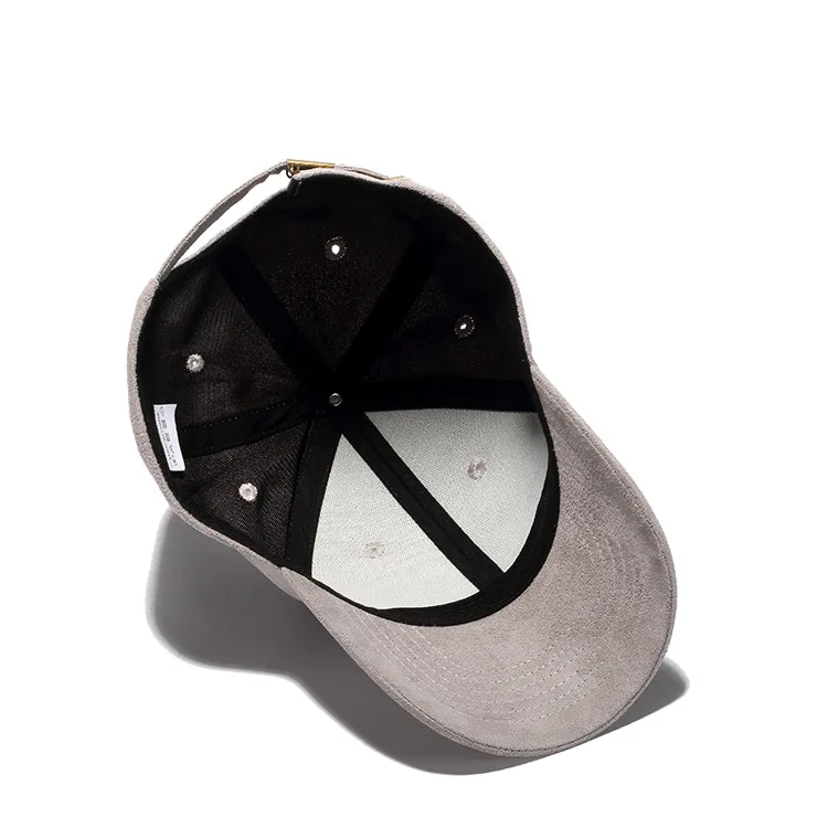 Wholesale Multicolor Suede Custom embroidered suede baseball cap with metal strap closure