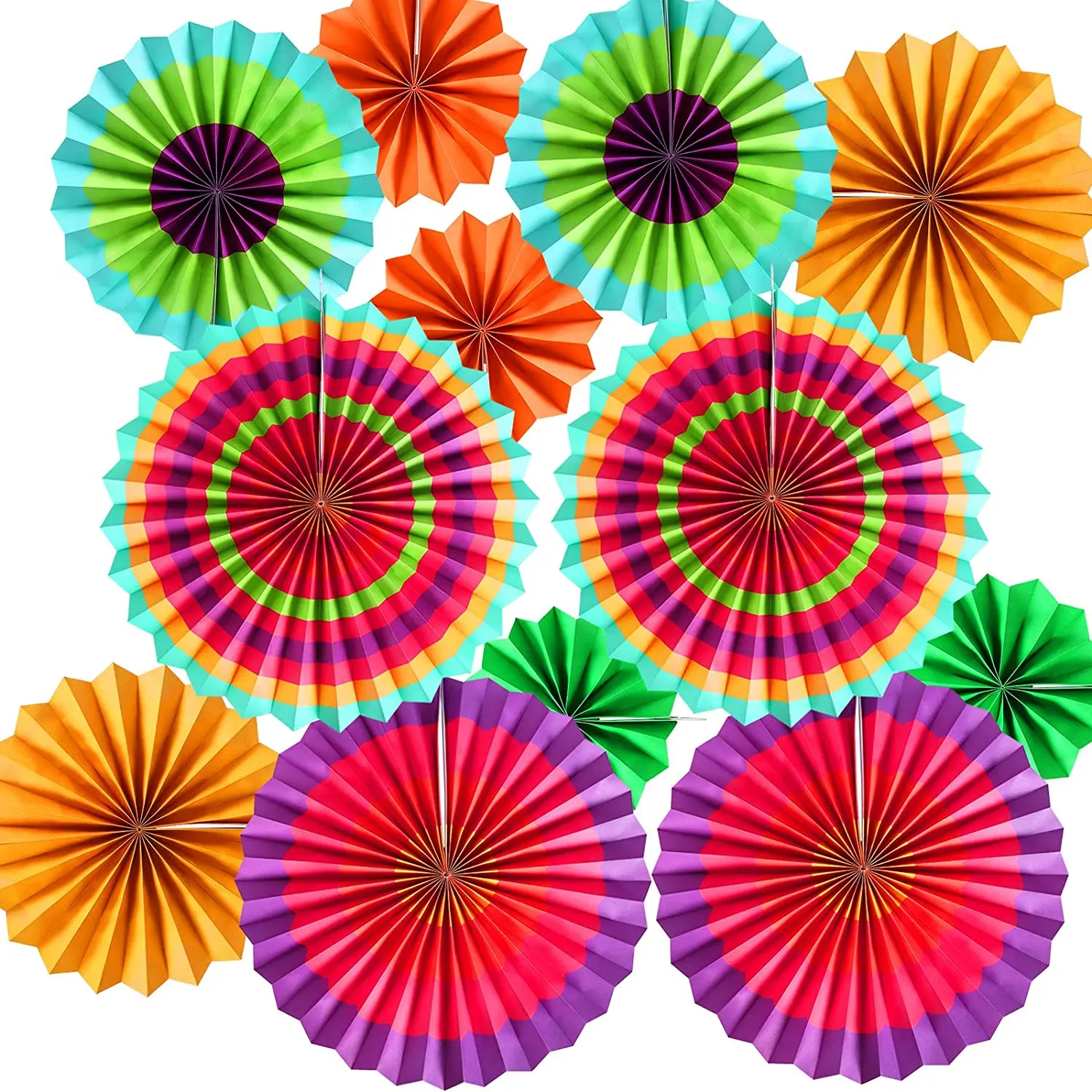 Vibrant Colorful Hanging Paper Fans Rosettes Party Decorations Fiesta Party Supplies Photo Props