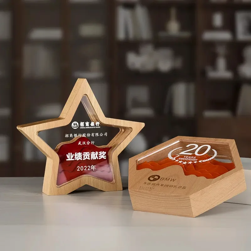 Custom Crystal Sport Trophy Cup Manufactures Metal Pentagram Acrylic Trophy