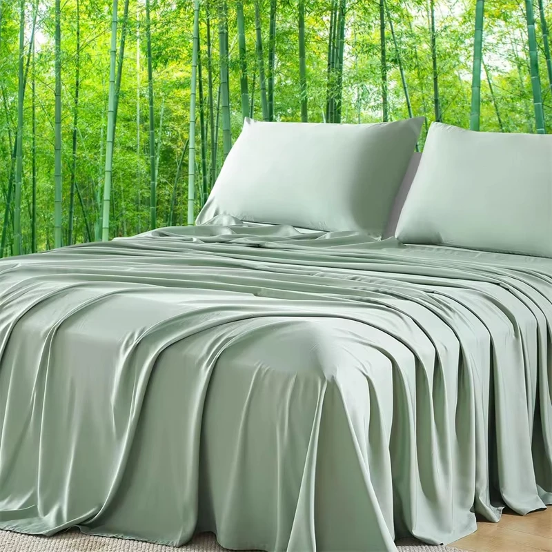 100% Organic Bamboo Bed Sheet Set 4-6 Pieces Silky Bedding Sets Hotel Luxuriously Soft Fitted Sheet Flat Sheet Pillowcase