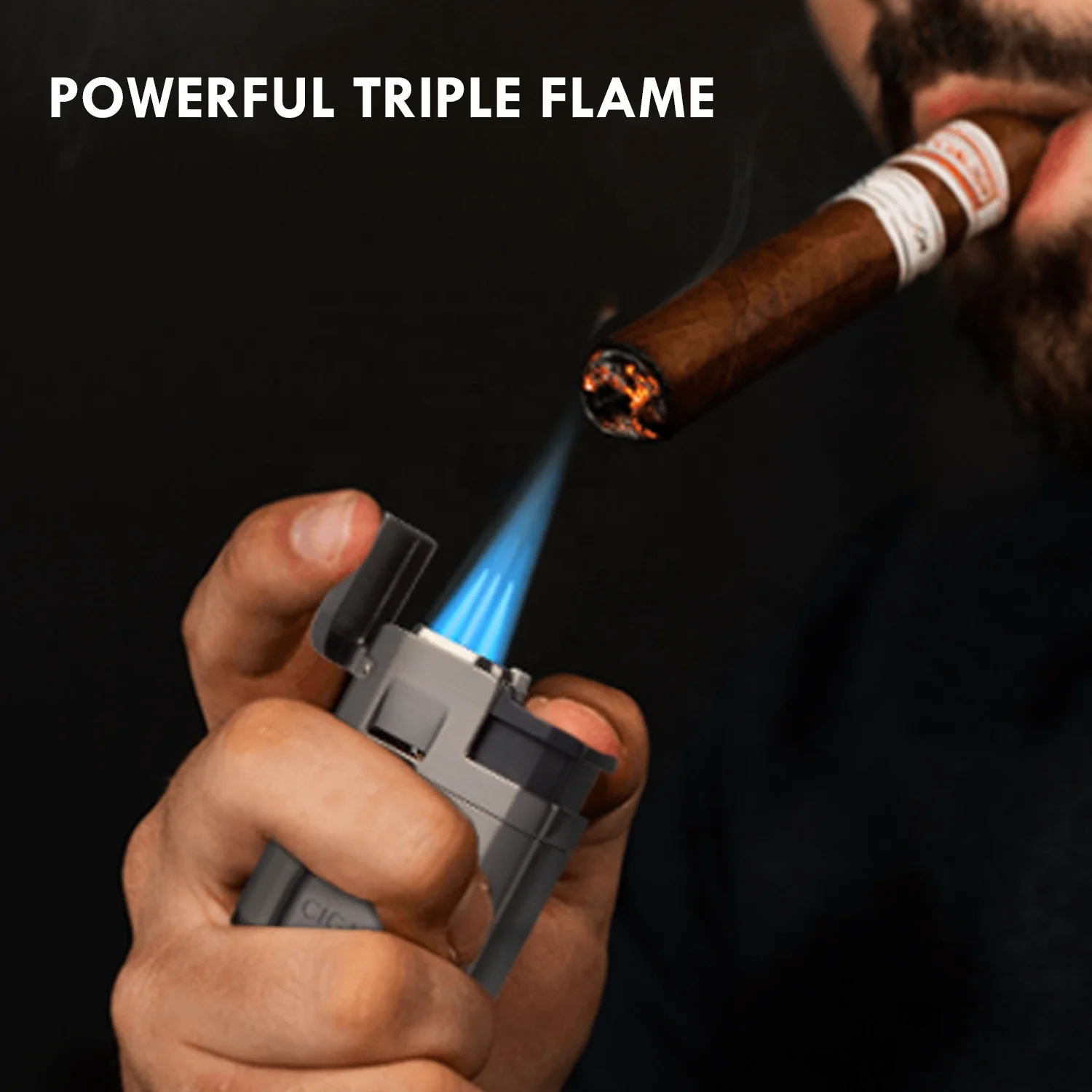 Hot sales Cigar Torch Lighter with Built in Cigar Cutter Triple Jet Flame Lighter Refillable Butane Windproof Lighters