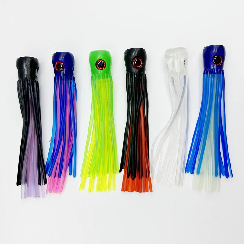 Fishing Marlin Tuna Trolling chugger Fishing Lure 150mm Rolling Skirts Resin Head Lure Soft Lures