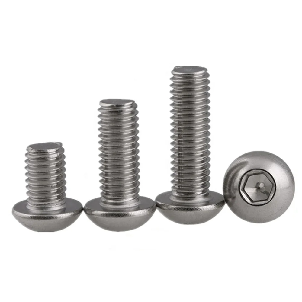 Socket Button Head Cap Screws Brass 12.9 Steel M2.5 M7 Hexagon Socket M5X12Mm M3 M8 2-56 X 1/8' 3Mm Button Head Screws