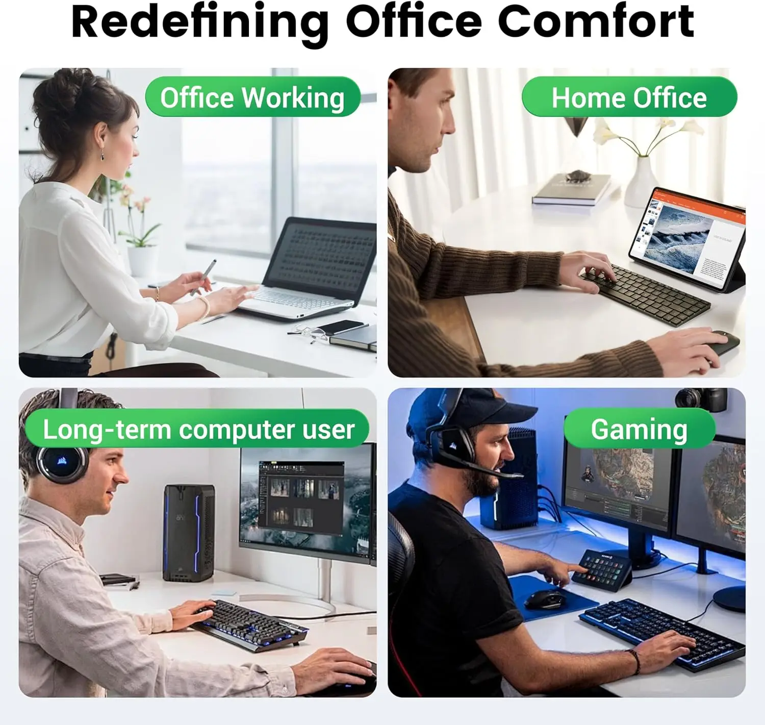 Custom Non Slip Computer Working Gaming Accessory Supportive Memory Foam Keyboard Pad Set Wrist Rest Ergonomic Mouse Pad Set