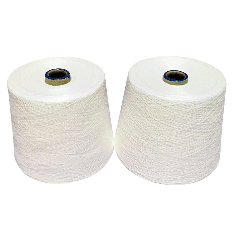 Ne 30s 20s 12s 10s open end cotton polyester yarn raw white and bleach white