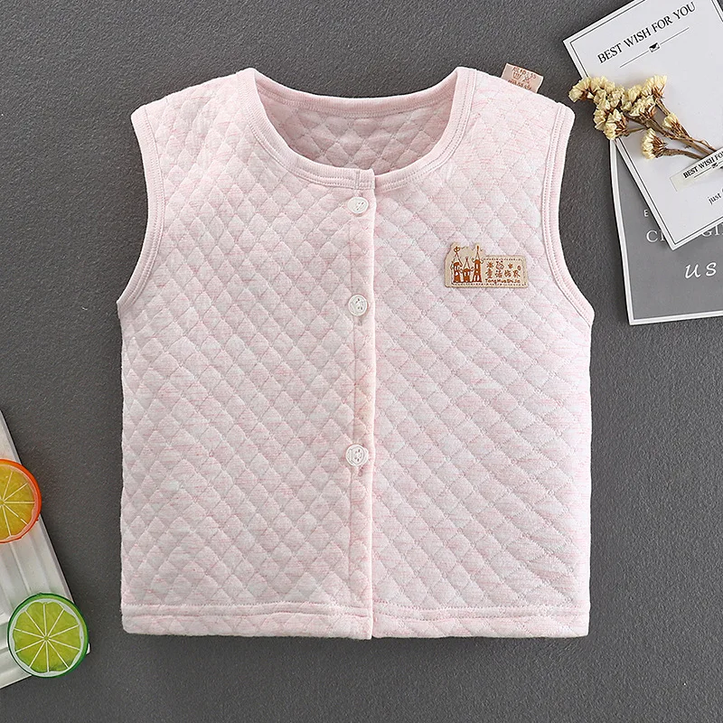 
Baby cartoon comfortable and warm sleeveless vest boys and girls buttons children spring and autumn casual vest 