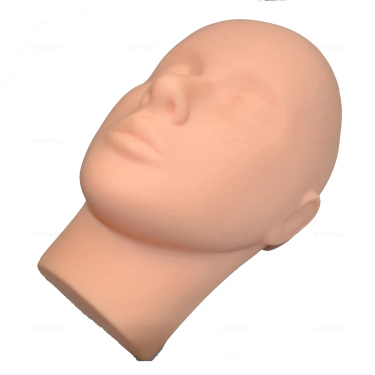 SHI SHENG Practice Silicone Lash Flat Eyelashes Training Mannequin Head for Make Up Half Mannequin Head