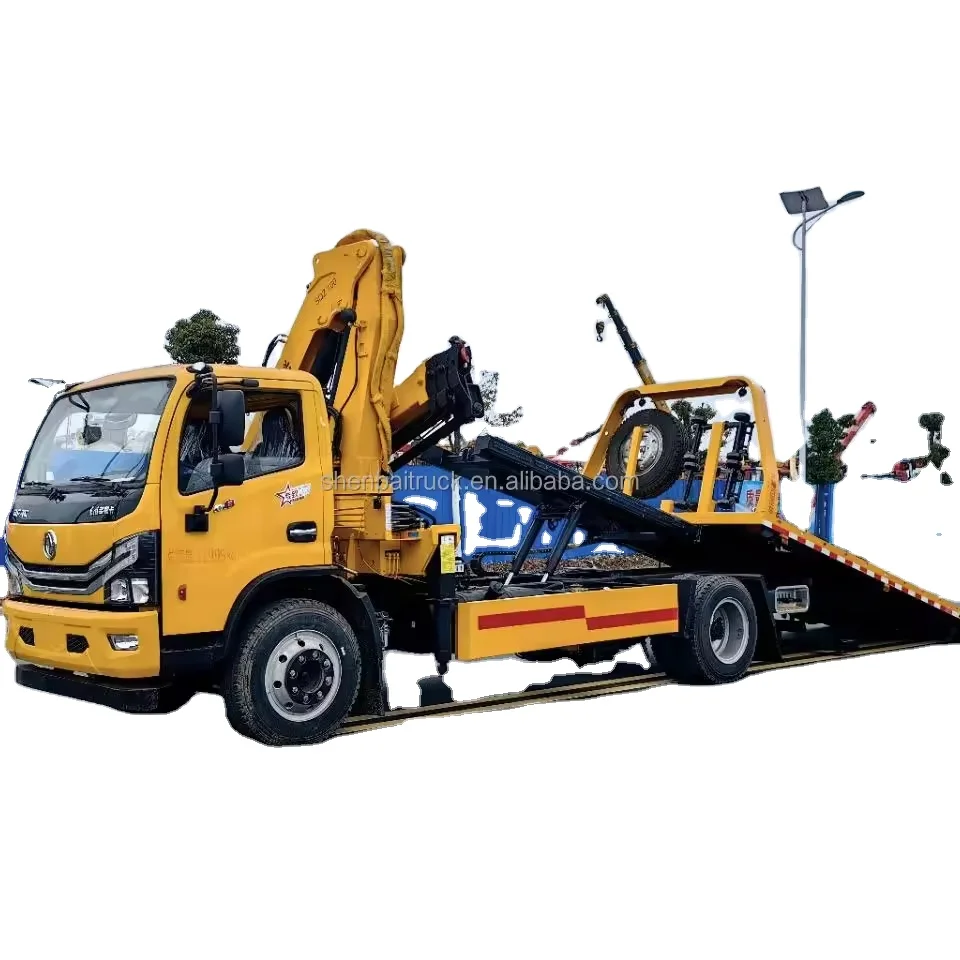 Customize  Road Rescue Vehicle 5.6M Towing Truck Flatbed Hydraulic 4Ton   5Ton Tow Truck Platform
