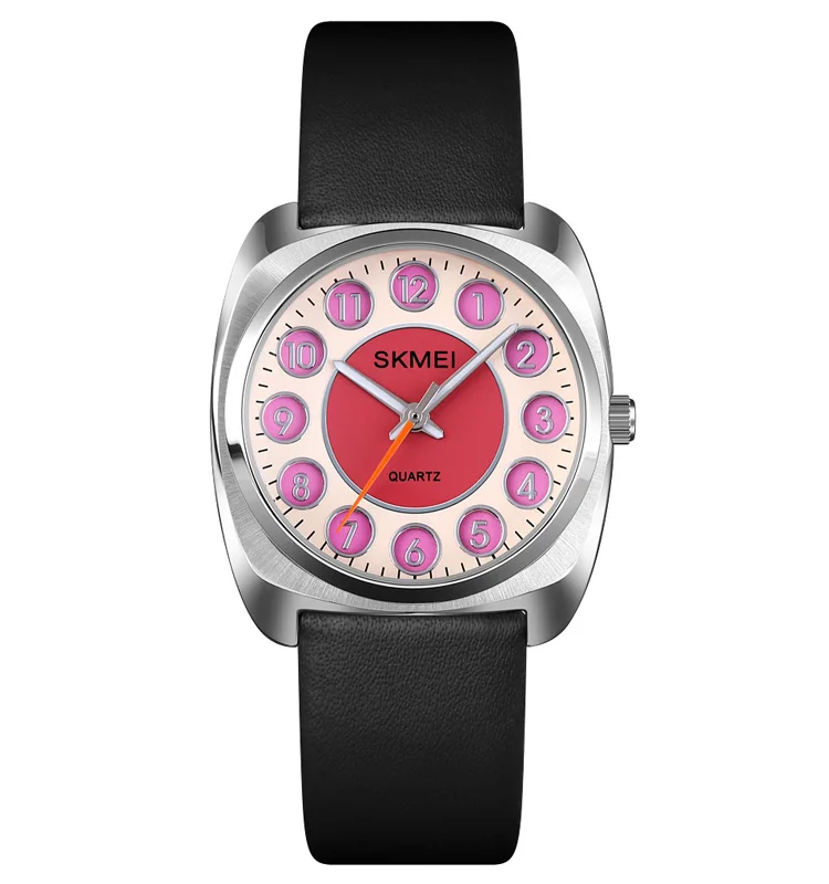 luxury skmei Q029 watch with logo leather strap big face watches