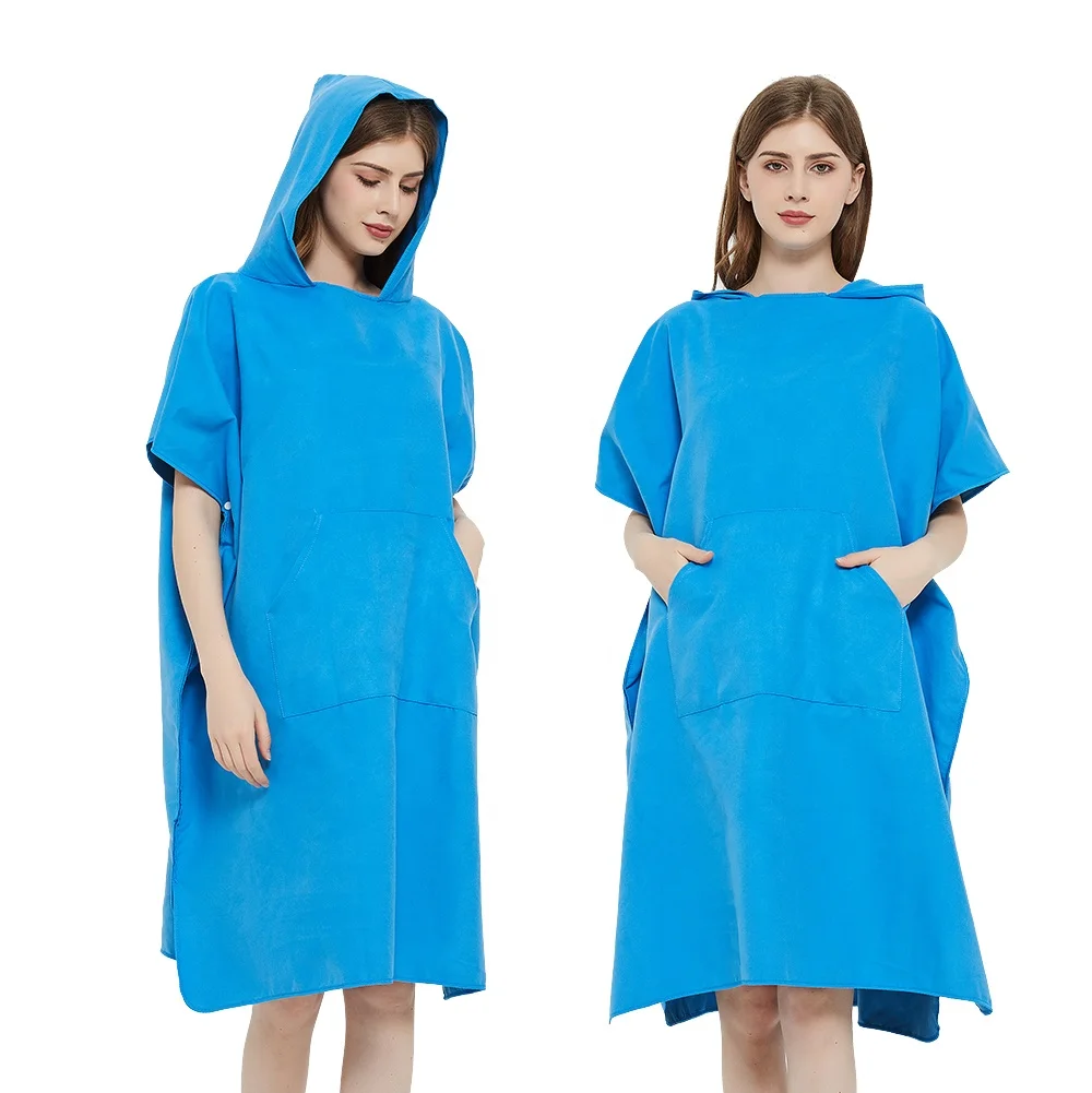 Microfiber Custom Logo Adult Hooded Big Towel Surf Poncho Beach Changing Towel Beach Poncho With Pocket