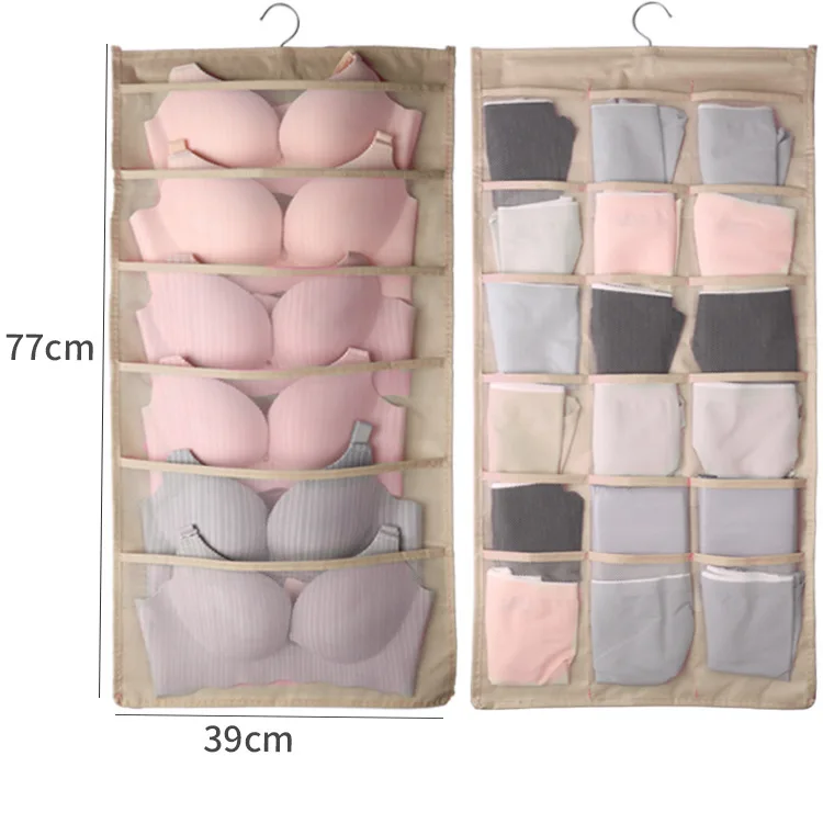 Hot Sell Dual Sided Storage Bags Hanging Organizer Portable Underwear Organizer Bra Socks Storage Cabinet Organizer