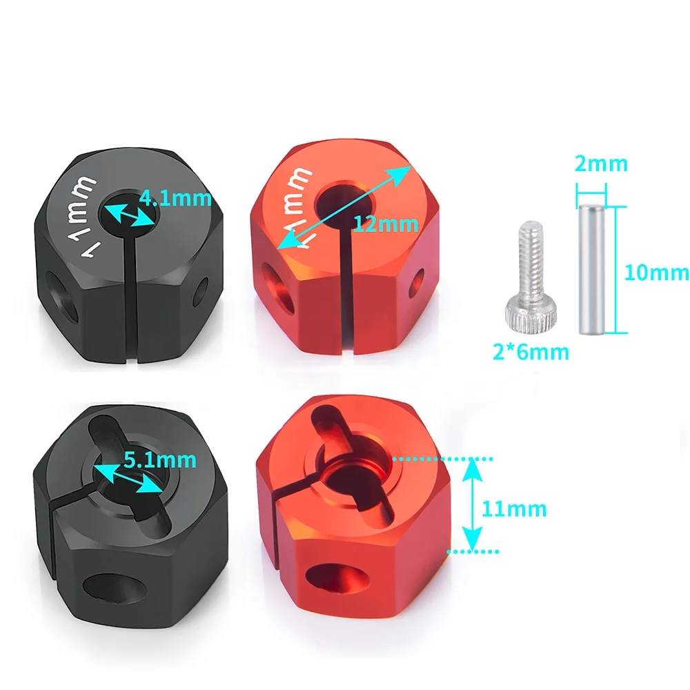 Aluminum 4PCS Wheel Rim Pins Screws 8/9/10/11/12mm Hex Drive Adapter for Axial Wraith SCX10 HSP HPI Tamiya Sakura Parts