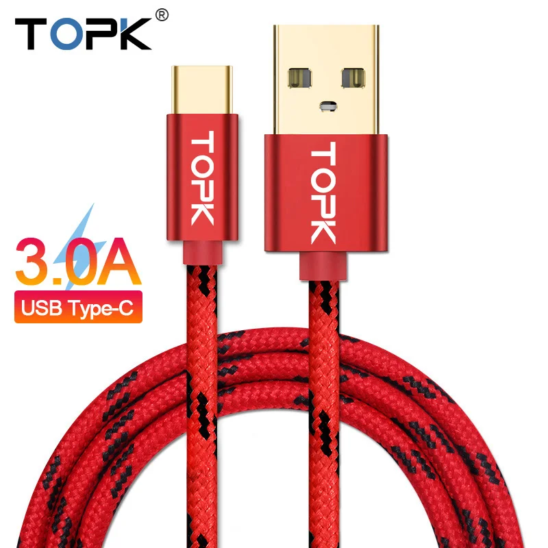 Бесплатная доставка TOPK AN09 1 м нейлоновый плетеный кабель Micro USB Type C для