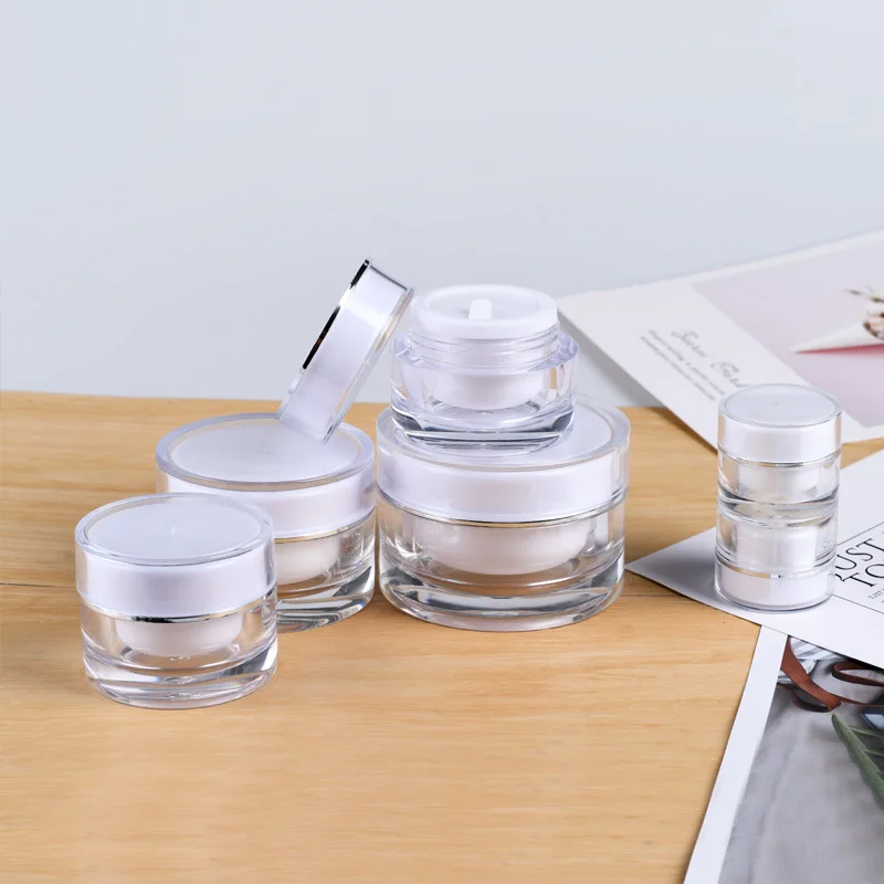 Wholesale 10g 15g 1oz 50ml Luxury White Face Cream Containers Cosmetic Acrylic Jar Round Double Acrylics Jar