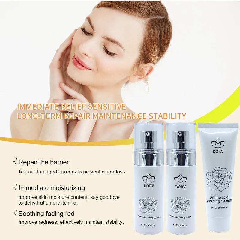 Private Label Natural Facial Anti Acne SkinCare Set Repairing Barrier Brightening Moisturizing Repair Women Skin Care Set