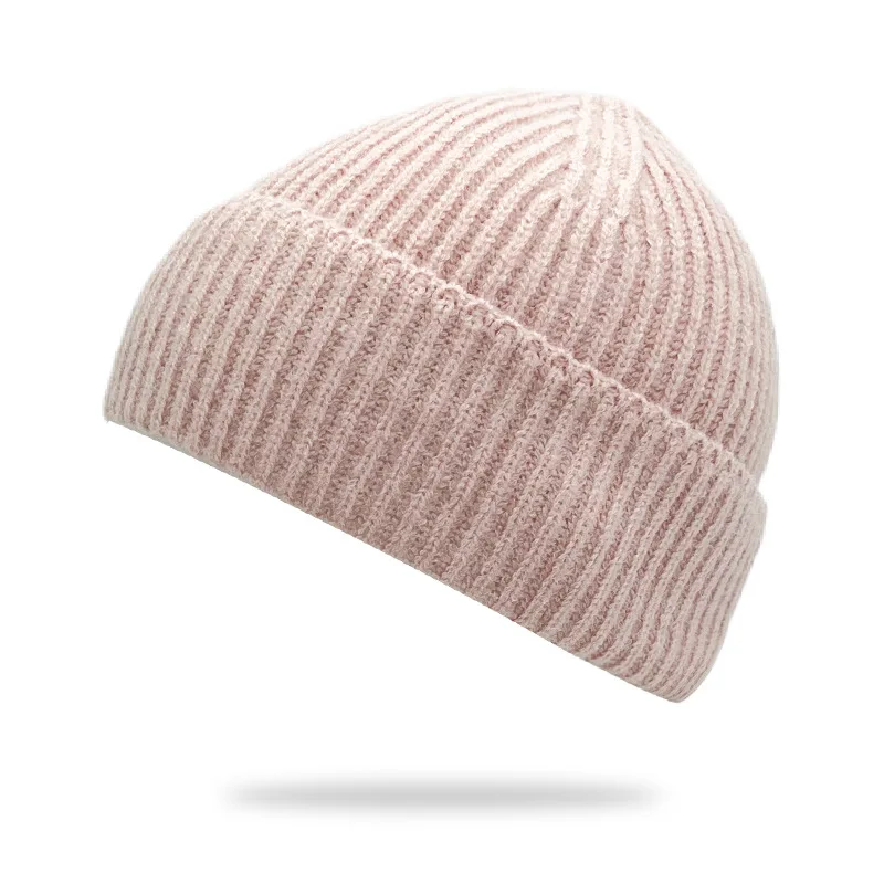 Unisex Autumn Winter Wool Knitted Hat Custom Logo Simple Solid Color Thickened Warm Cold Basic Beanie Designer Fabric Travel