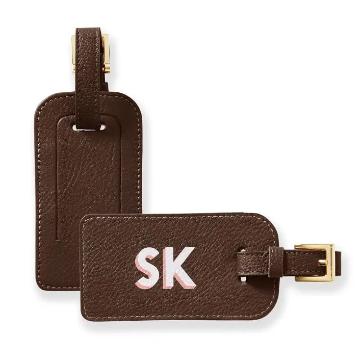 Custom Wedding Favor Logo pebble Travel Airline Suitcase Blank Personalized Name Tags Strap PU Leather Luggage Tag