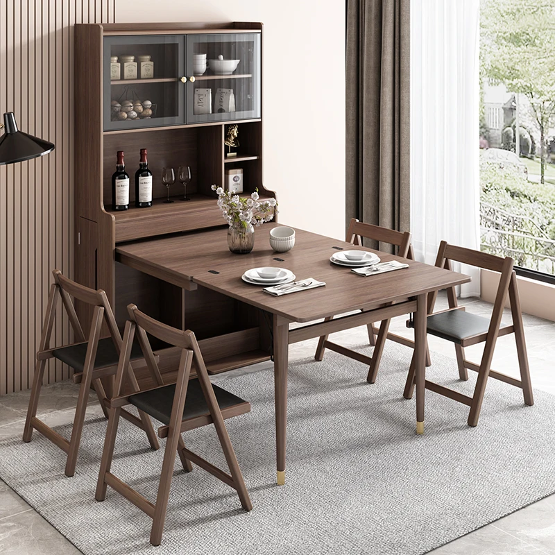 Folding Dining Tables Set Wood Modern Dining Room Extendable Solid Wood Wall Dining Table