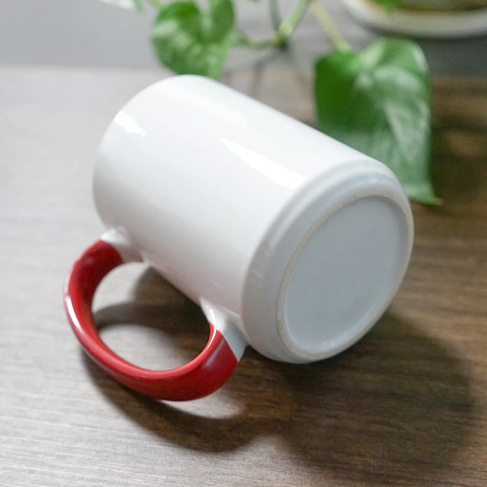 
White inside coffee cups 15 oz Ceramic sublimation mugs rim handle color 