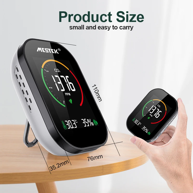Mini Handheld Portable Air Quality Monitor Gas Analyzers Indoor Temperature Humidity CO2 Monitor Gas CO2 Meter