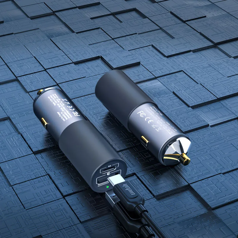 Fast Charging Car Charger Qc 3.0 Dual Port Quick Charging Usb & Type-C Car Charger