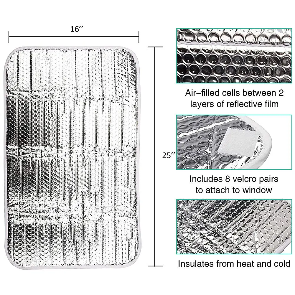 Oem Reflective Double-Layer Sun shade RV Door Window Shade 16 x 25 inch Car Door Window Cover
