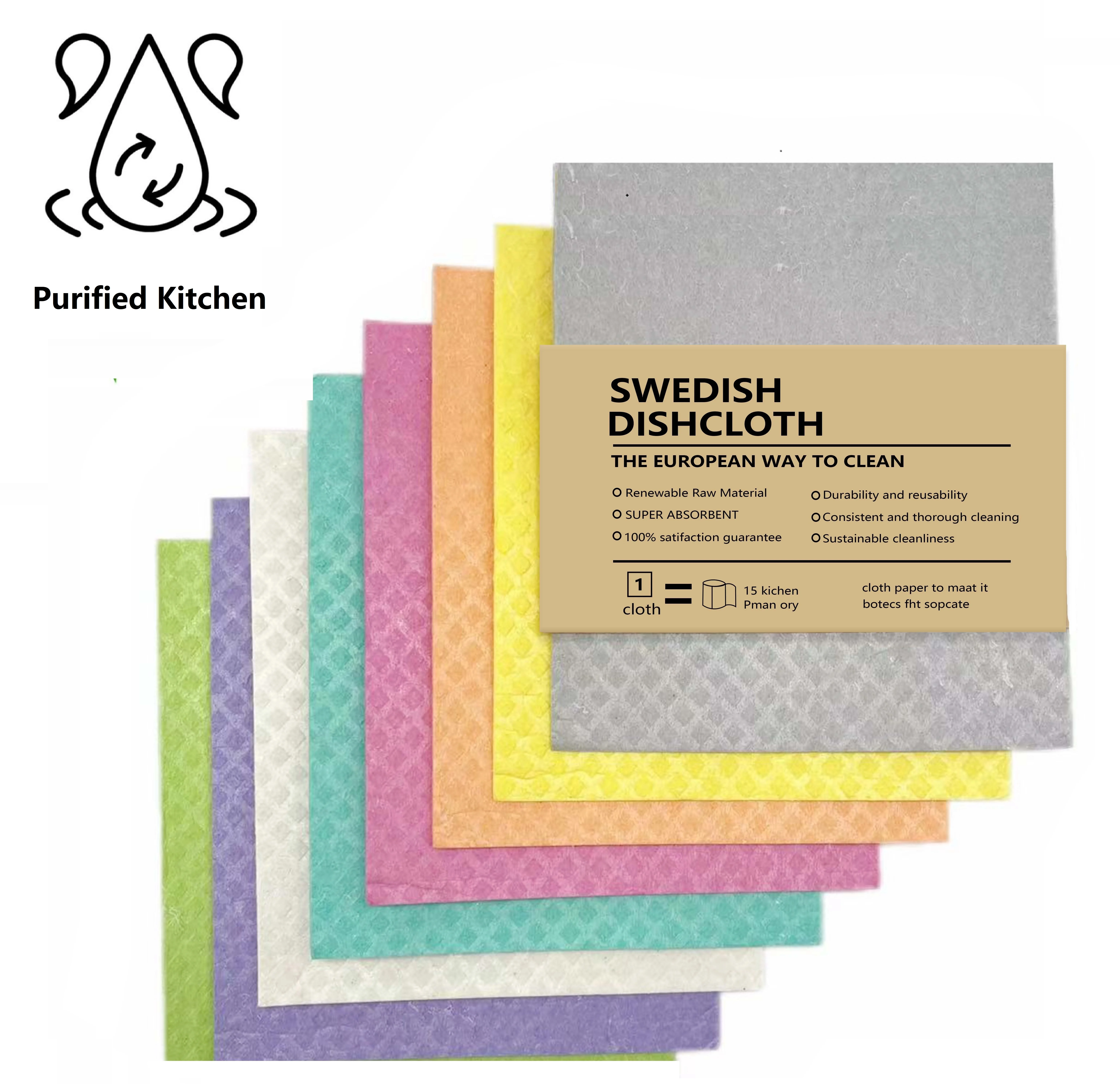 Multifunctional Swedish Dish Cloth Kitchen Cleaning Dry Cellulose Sponge Cloth