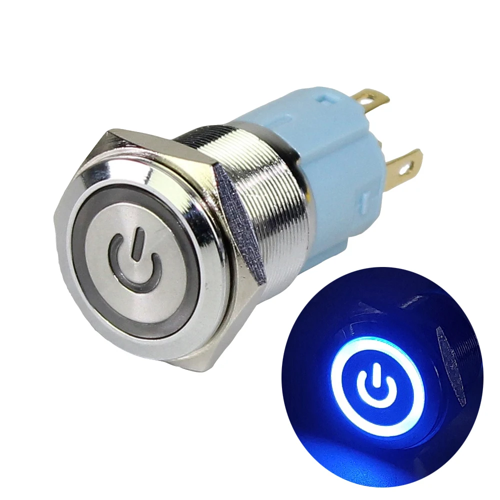 
16MM IP67 Waterproof Led Power Switch Symbol Push Button ON OFF  (62100557557)