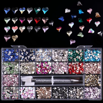 3D High Quality Rainbow color Glass diamond crystals for nails