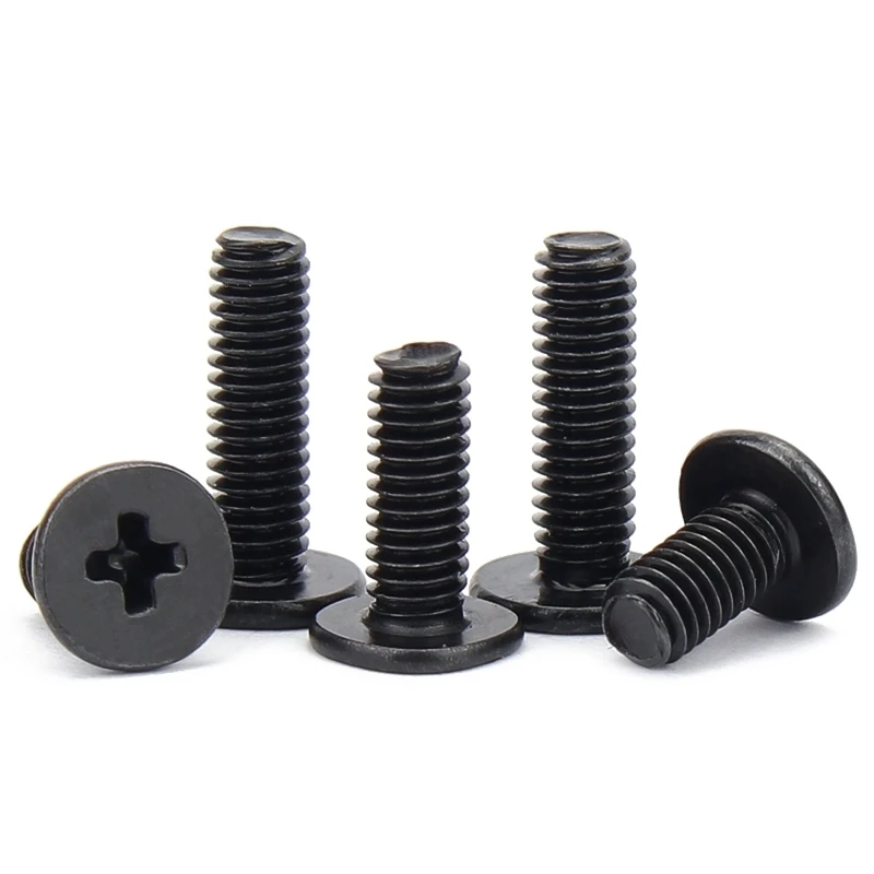 M1.6 M2 M2.5 M3 M4 M5 M6 Black 304 Stainless Steel Laptop Computer Cross Phillips Ultra Thin Low Flat Wafer Head Bolt Screw