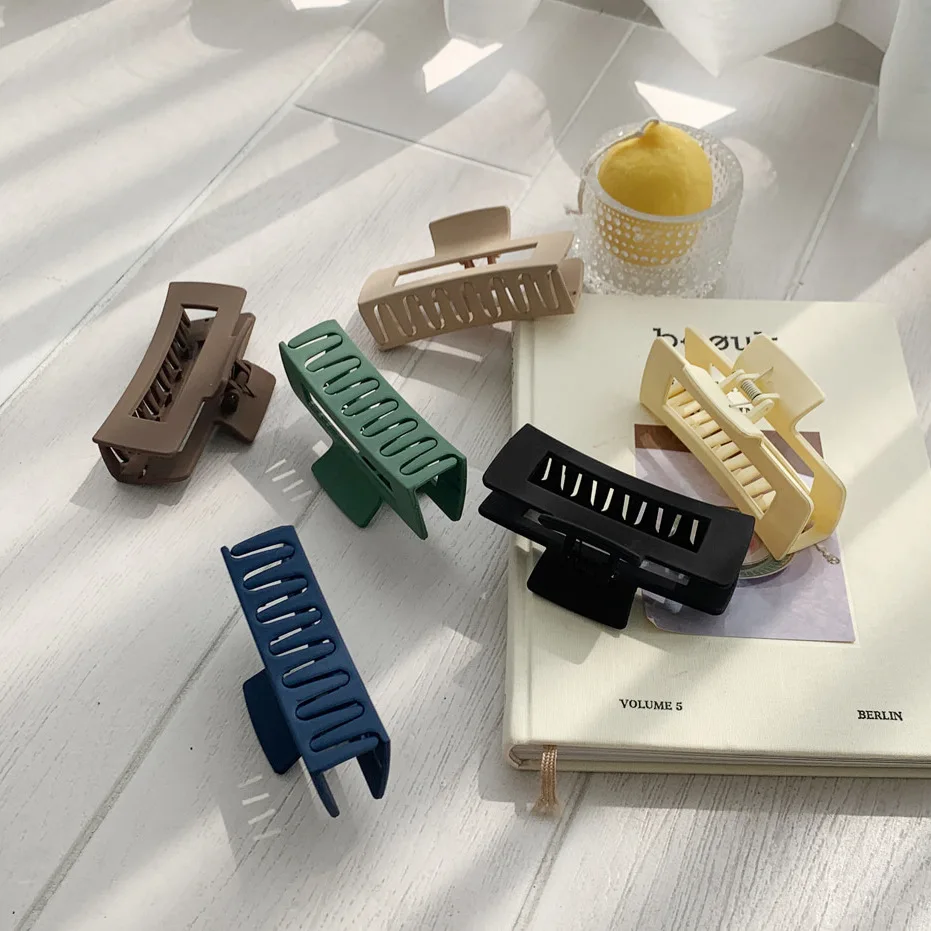 good quality PC material matte claw clips rectangle 10.5cm claw clip big hair claw clip for women