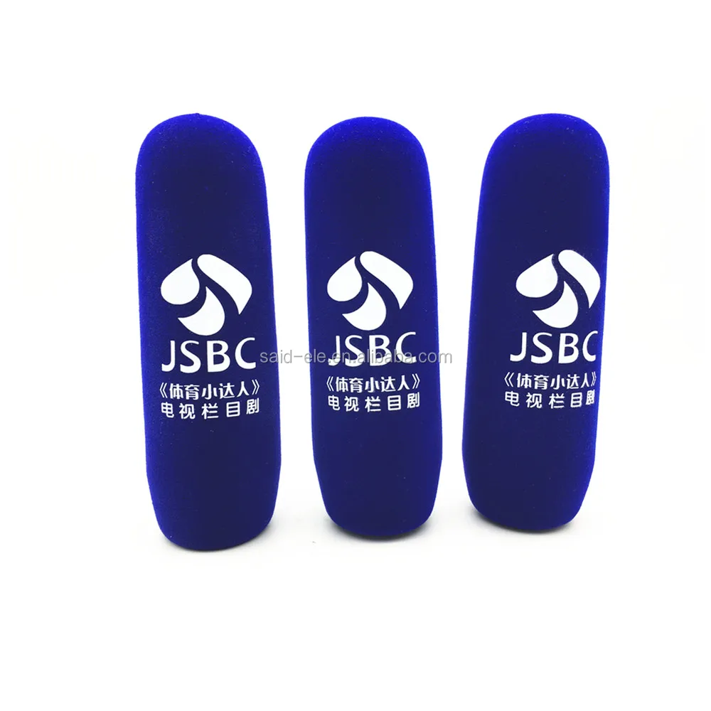 Shutgun mic foam windscreen TV reporter mic sponge custom logo printed long mic flag