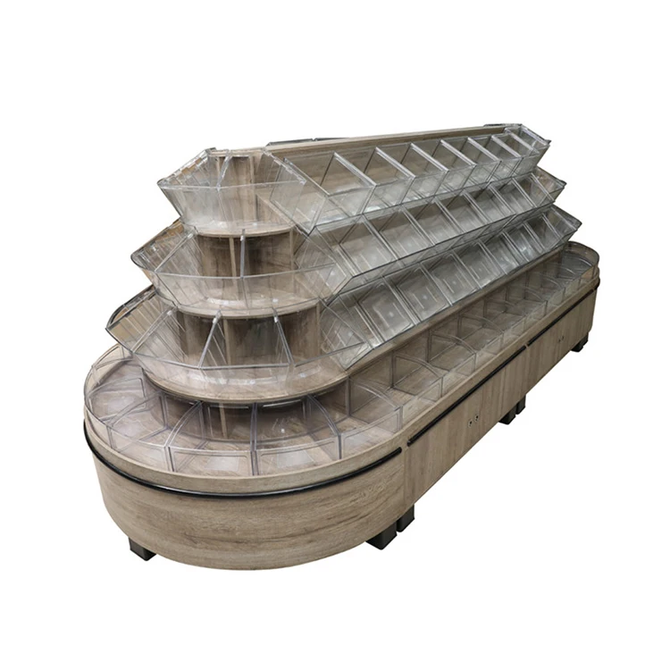Hot Sale Arc-Shaped Storage Display Racks Supermarket Snacks Display Shelves With Acrylic Box