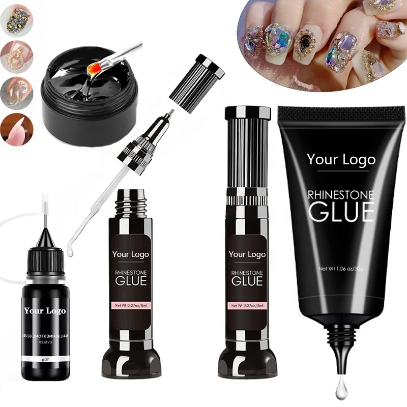 Wholesale Private Label Nail Rhinestone Glue Super Strong Gel Glue for Nail Charm 3D Rhinestone Gel Glue for Nails