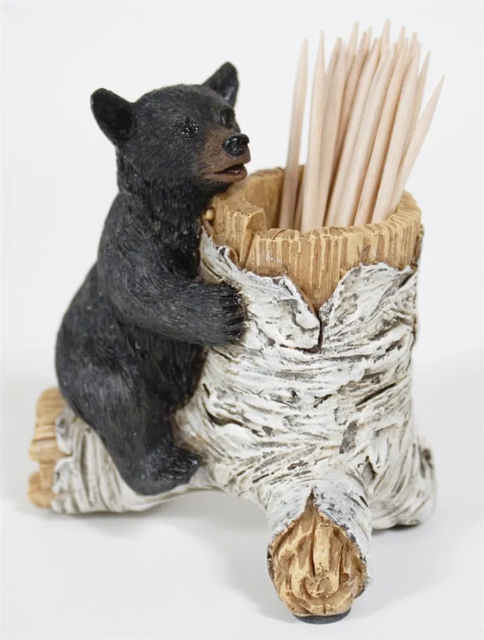 resin toothpick holder Bear Toothpick Holder 4 x 3 x 4 Inch Resin Crafted Tabletop Figurine