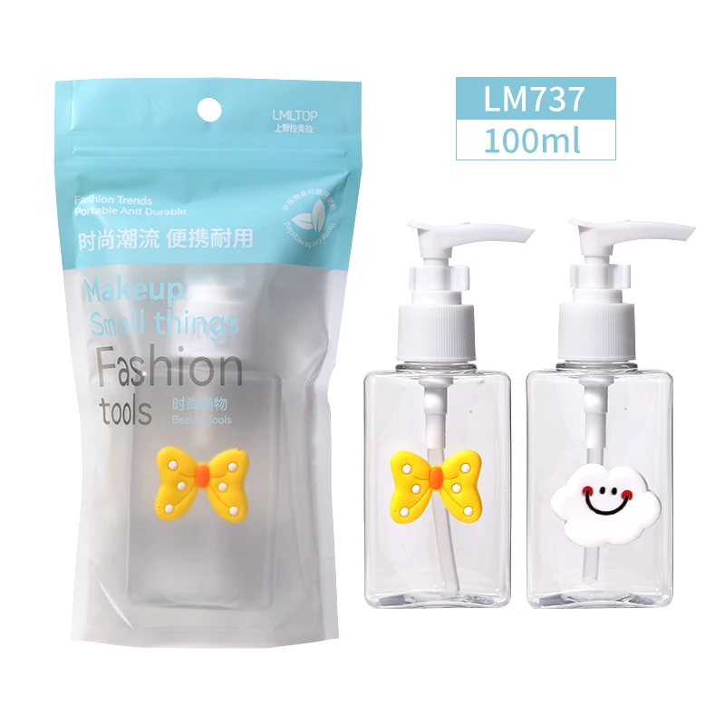 LMLTOP 100ml Empty Pump Bottle LM737 Lotion Separate Bottling Square Shape Pump Bottle Custom Logo Cartoon Pattern Pump Bottles