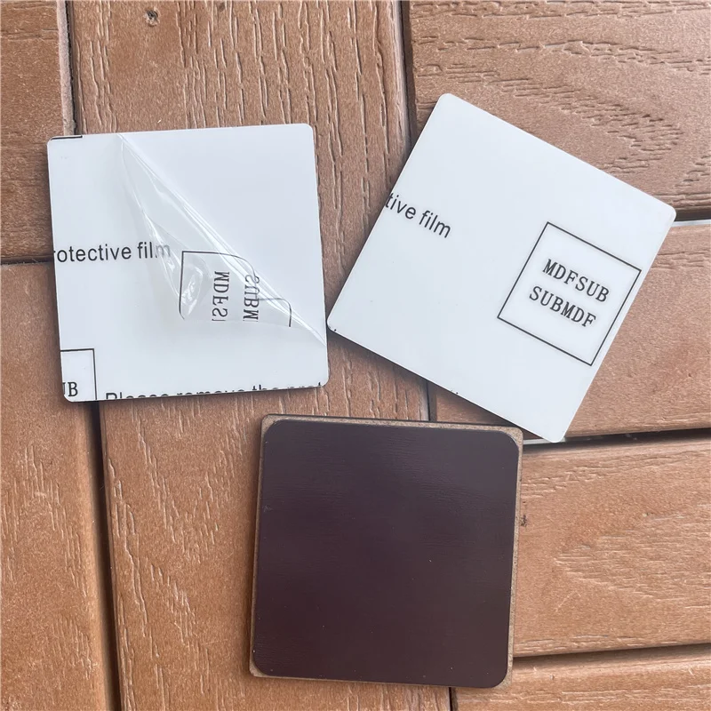 MDFSUB in stock 3' square wooden Sublimation Magnet Blanks Fridge Magnet sublimation MDF Fridge Magnets with protective film