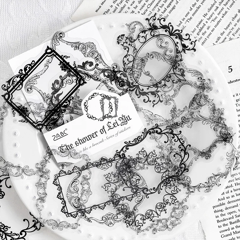 Черная кружевная журнальная Наклейка декоративная наклейка на заказ планировщик наклейки листы для скрапбукинга телефон Подарки бабочка рамка растения