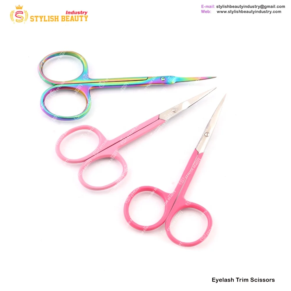 stainless steel eyelash spring scissors best trimming scissors under custom logo