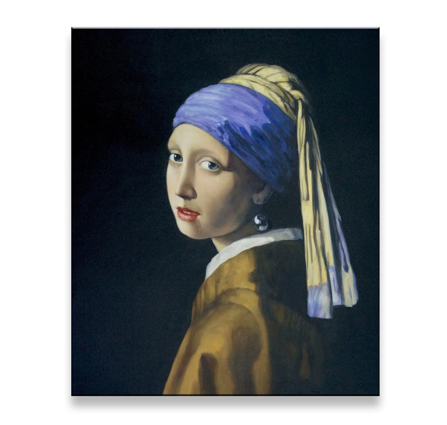 The girl with pearl earrings is exquisite hand-painted replica, painted heart decoration painting, customizable size and inkjet