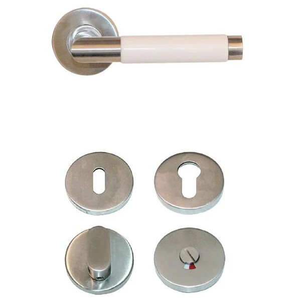Modern L shape stainless steel door handle with escutcheon 16mm