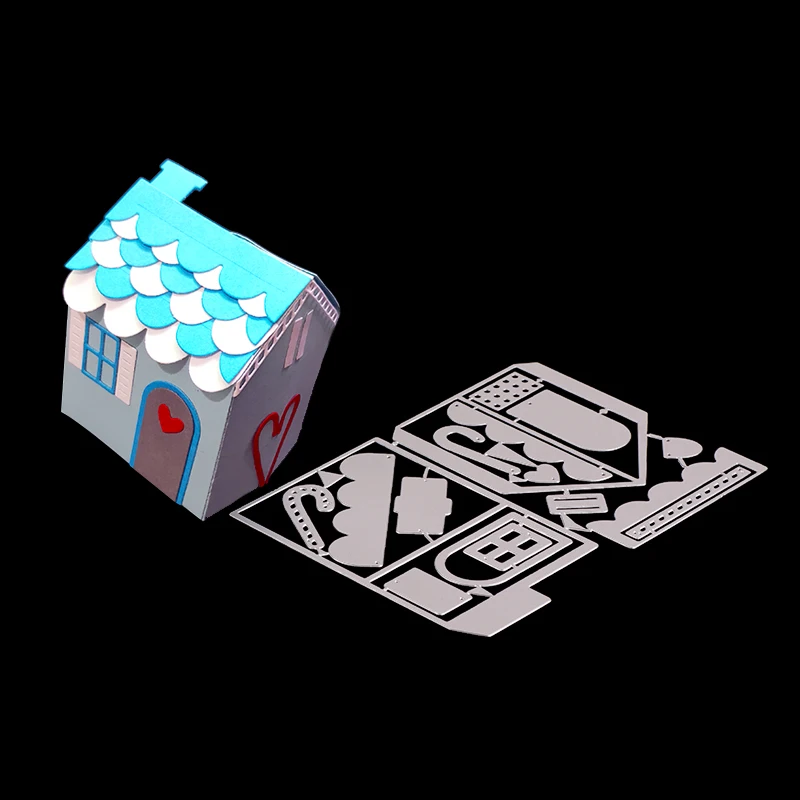 AAGU Yiwu Cutting Dies Manufacturer Metal Carbon Steel House Building Pattern Scrapbooking Cutting Dies Craft Cutter