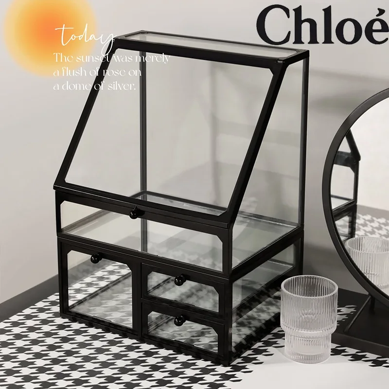 Wholesale custom metal glass jewelry display storage boxes jewelry class box drawer counter round for display