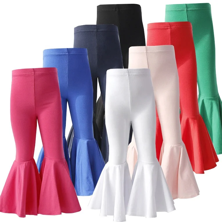  New style fall baby girls pants leggings wholesale kids boutique bell bottoms trousers
