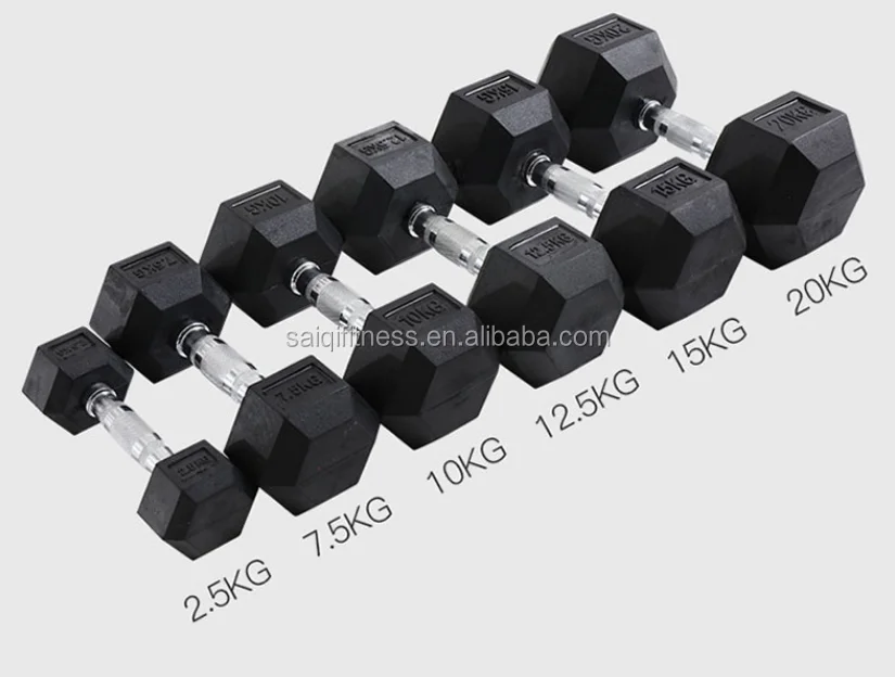 2022 Cheap Buy Fitness Use  Weights Hex Rubber Dumbbell Set