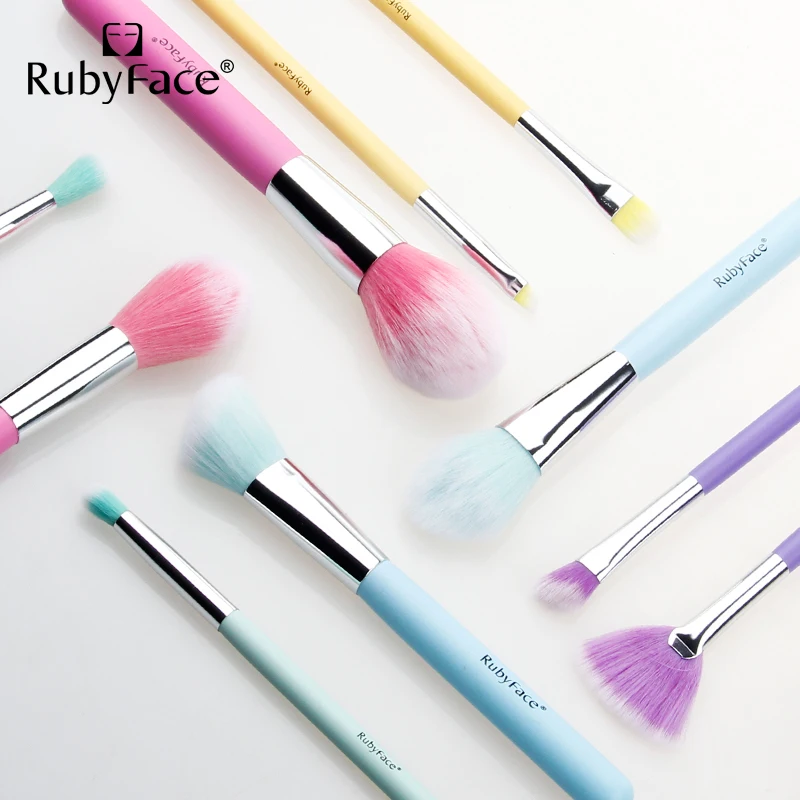 makeup brush 8pcs makeup brush rainbow hair colorful wooden handle brush makeup