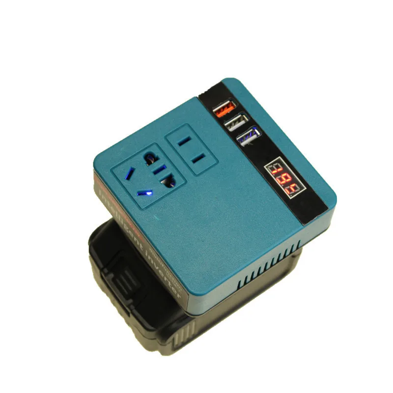 18V Rechargeable Lithium Battery Mini Intelligent Inverter 21V Convert To AC110V/220V DC12V/5V Portable Outdoor DC-AV Converter