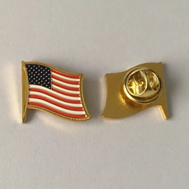 personalized metal lapel pin gold engraved customized logo souvenir american flag lapel pin